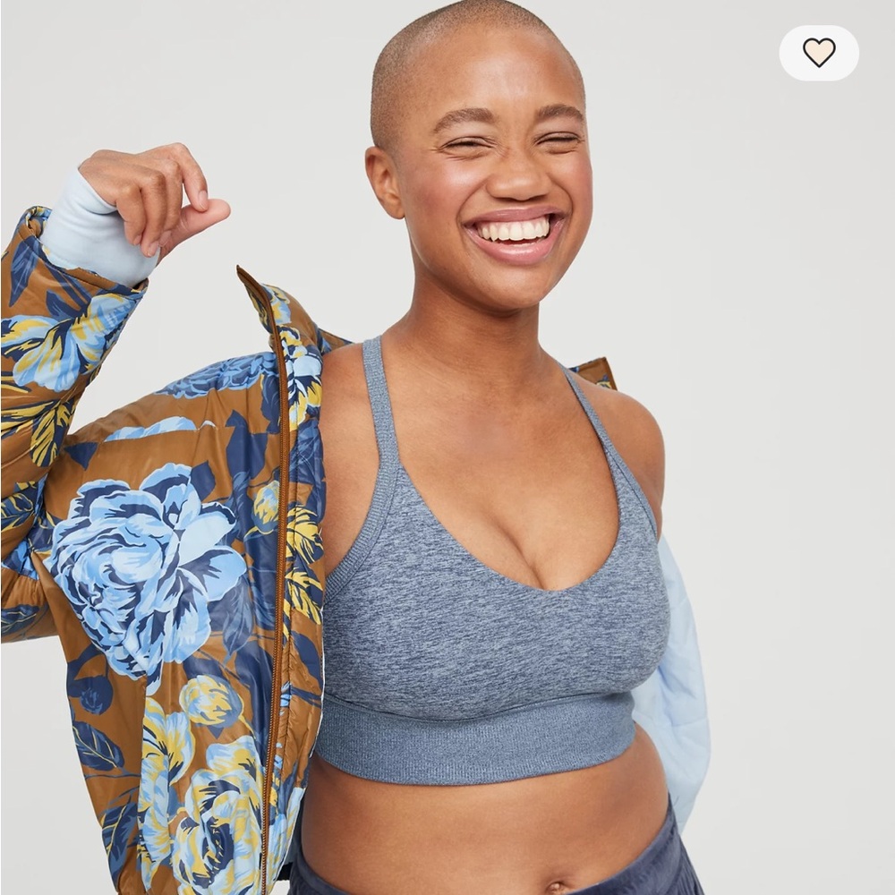 OFFLINE By Aerie The Hugger Blue Ribbed Longline Sports Bra Women's Bra Size M